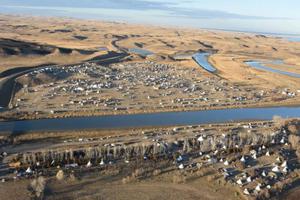 Aerial view of the protest camps in fall 2016.