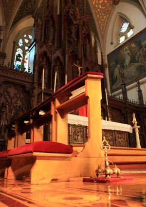 Not IKEA Church: The reredos and partial view of the sanctuary and apse at Saint John&#8217;s in Orange, NJ.