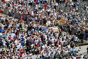 Pope Francis greeting pilgrims at the end of the canonisation Mass for St. Teresa of Calcutta. 
