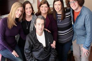 Phil Sauvageau with his family on the day he was released from the hospital last month.