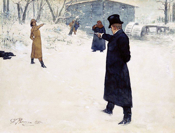 Ilya Repin, “Duel of Eugene Onegin and Vladimir Lensky”, 1899