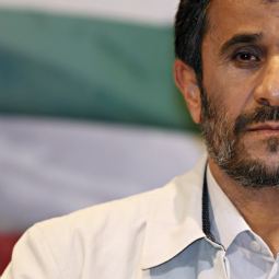 Iran's President Mahmoud Ahmadinejad looks on during his first news conference in Teheran on June 14, 2009, after being re-elected.