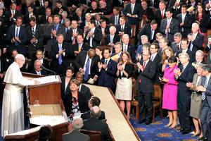 Pope Francis addresses members of Congress during a joint meeting in the House Chamber of the U.S. Capitol on Sept. 24.