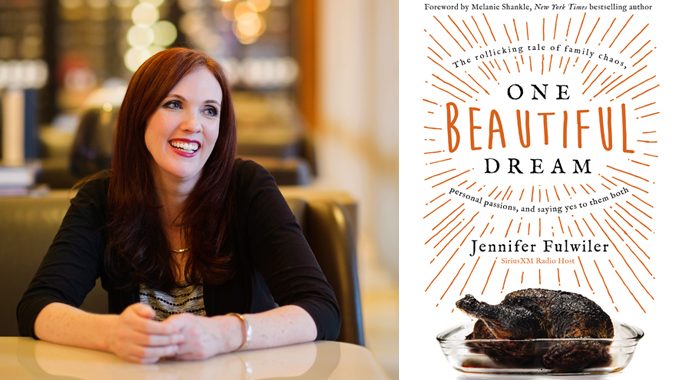 Author Jennifer Fulwiler & the cover of her second book, "One Beautiful Dream"