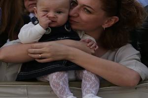  A baby and mother at the Wednesday general audience in St. Peter's Square on Oct. 7, 2015. 