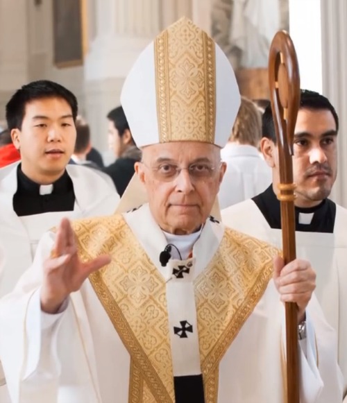 Cardinal Francis George with seminarians at the Archdiocese of Chicago's Mundelein Seminary.