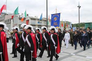 Knights of Columbus attend a ceremony at the World War I Memorial in Lourdes, France, May 16, 2015. 