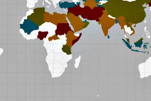 Detail of a map showing persecution of Christians in the world