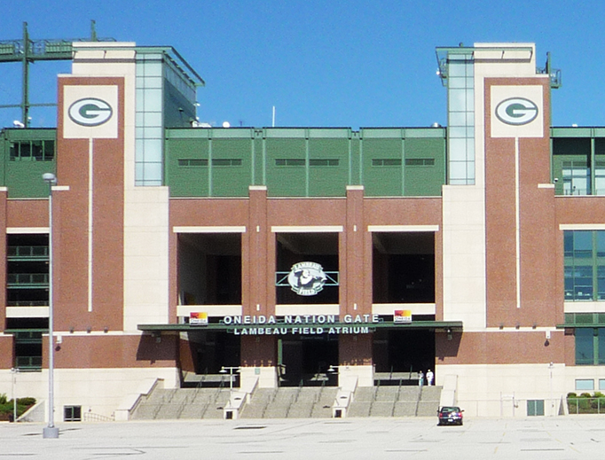 Lambeau Field, home of the Green Bay Packers, is shown in Green Bay, Wisconsin.