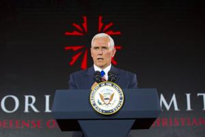 Vice President Mike Pence addresses the World Summit in Defense of Persecuted Christians May 11.