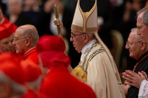 Pope Francis presides at the consistory to create new cardinals on June 28, 2018, in Rome.