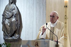 Pope Francis celebrates daily Mass in the chapel of Casa Santa Marta on May 7.