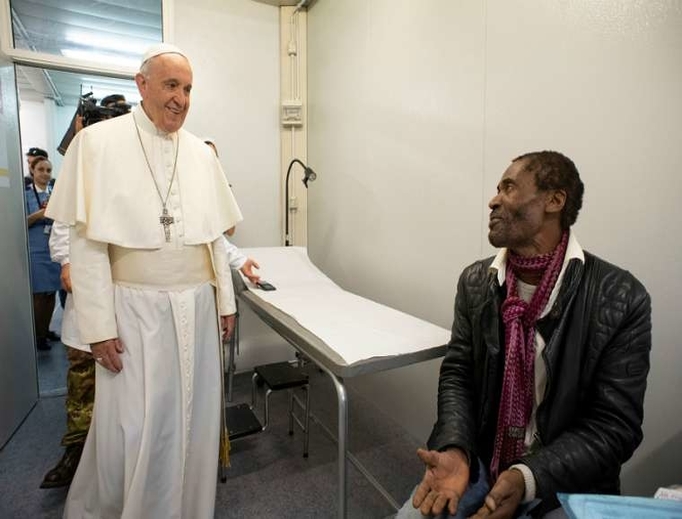 Pope Francis visits temporary medical clinics for the poor in St. Peter's Square, Nov. 16, 2018.