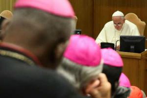 Pope Francis leads a session of the Extraordinary Synod on the Family on Oct. 10.