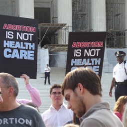 Pro-life demonstrators in front of the U.S. Supreme Court.
