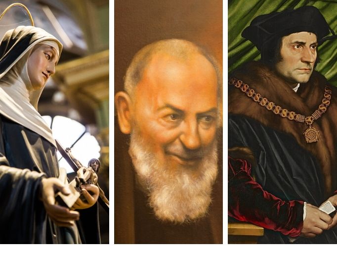 L TO R: Sts. Catherine of Siena, Pio and Thomas More