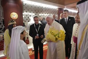 An Arab boy greeted the Pope in Spanish Feb. 3: ‘It is my pleasure to welcome you to my country. I hope you enjoy Abu Dhabi and feel at home.’ Francis replied, ‘Congratulations on the Spanish.’ 
