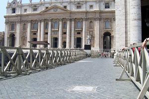 A stone slab marks the site of the 1981 Pope St. John Paul II assassination attempt. 
