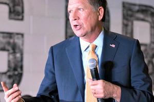 Republican presidential candidate Ohio Gov. John Kasich speaks at a campaign rally at the Lansing Brewing Company on March 8 in Lansing, Mich.
Republican presidential candidate Ohio Gov. John Kasich speaks at a campaign rally at the Lansing Brewing Company on March 8 in Lansing, Mich.
