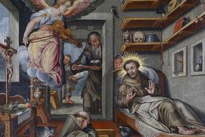 “Death of Saint Francis of Assisi”, Flemish school of the late 16th century