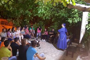 Above, the teen group at the summer mission; below, the children's group.