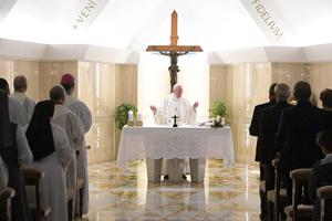 Pope Francis celebrates Mass at the Santa Marta Chapel at the Vatican Sept. 18. The Holy Father’s Sept. 9 apostolic letter gives bishops’ conferences the
authority to approve changes to liturgical practices. 