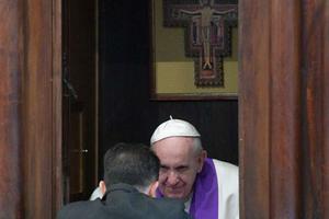 Pope Francis hears confessions at St. John Lateran in Rome, March 2, 2017.
