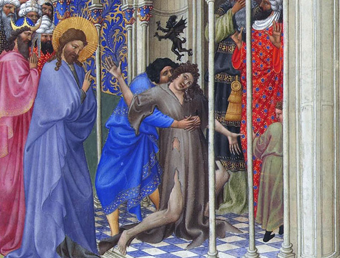 Les Très Riches Heures du duc de Berry, “The Exorcism”, Folio 166r