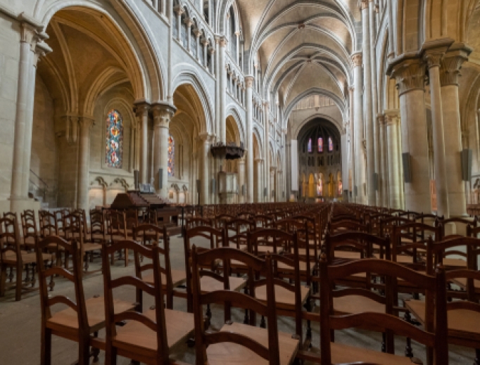 Empty cathedral in Switzerland. 