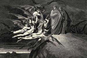 Engraving by Gustave Doré’s from Dante’s Inferno from 1857, as included on Father Pearson's book cover