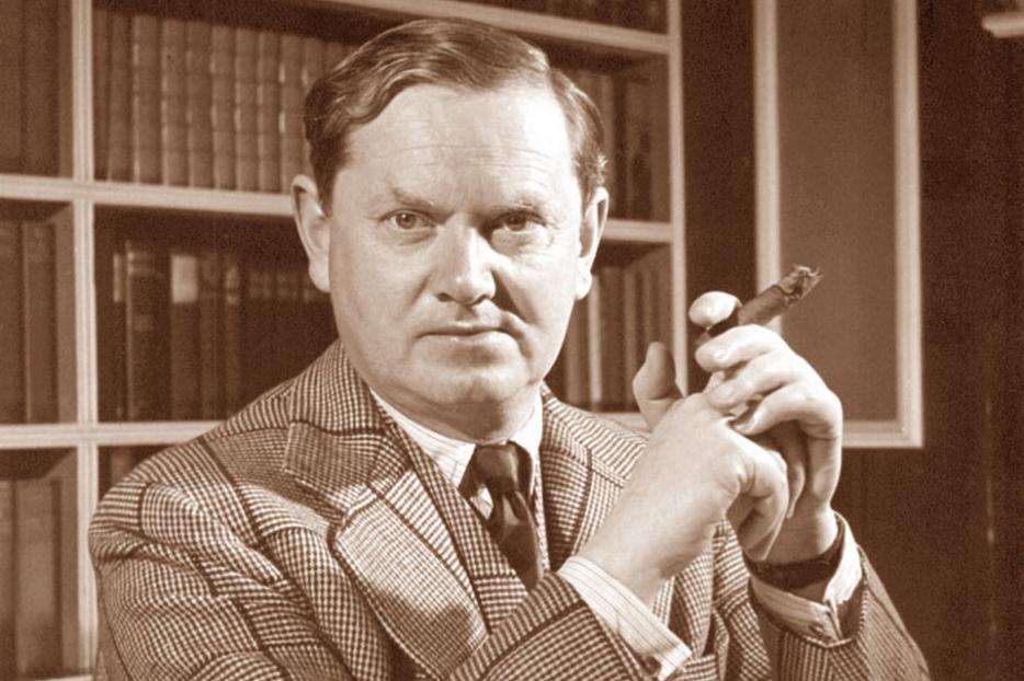 Evelyn Waugh Smoking Cigar