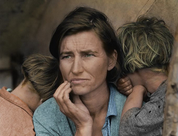 Dorothea Lange, ‘Migrant Mother’, 1936, colorized, via Pixabay/CC0