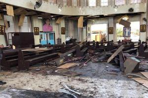 The inside of Our Lady of Mount Carmel Cathedral in Jolo, Philippines after the attack, January 27, 2019. 