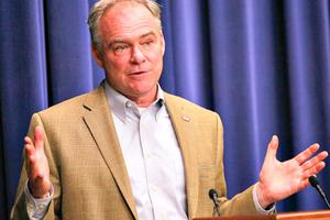 Tim Kaine; below, Richmond Bishop Francis DiLorenzo