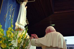 Pope John Paul II visits the Fatima Shrine in Portugal on May 13, 2000.

