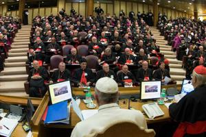 The First General Congregation of the Assembly of the Synod of Bishops in Vatican City with Pope Francis on Oct. 5. The First General Congregation of the Assembly of the Synod of Bishops in Vatican City with Pope Francis on Oct. 5.