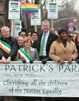 New York Mayor Bill de Blasio attends the March 2 'St. Pat’s for All Parade,' an event organized by a homosexual-rights activist.
