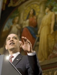 President Obama speaks April 14 at Georgetown University.