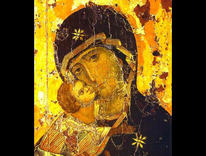 Our Lady of Vladimir (12th century), now in the Tretyakov Gallery.
