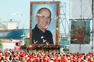 Above, the beatification of Blessed Pino Puglisi; inset: Giuseppe Savagnone