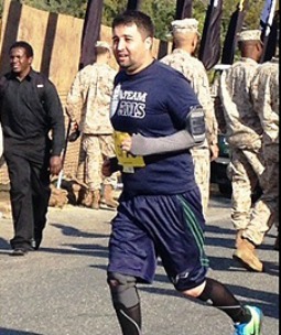 Archdiocese for the Military Services' assistant development director, Matthew Lockwood, runs in the Oct. 27 Marine Corps Marathon.