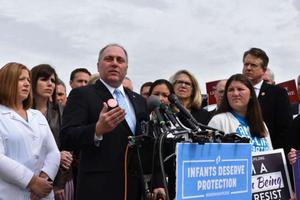 Congressional pro-lifers, led by Rep. Steve Scalise, address a news conference about the Born Alive bill at the Capitol April 2.