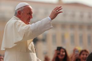 Pope Francis greeting pilgrims during his weekly general audience in St. Peter's Square, Aug. 31, 2016. 