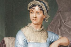 Colorized version of an 1872 re-engraving of Jane Austen