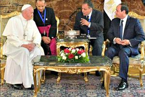 Pope Francis meets with Egyptian President Abdel-Fattah el-Sissi in Cairo, Egypt, April 28.