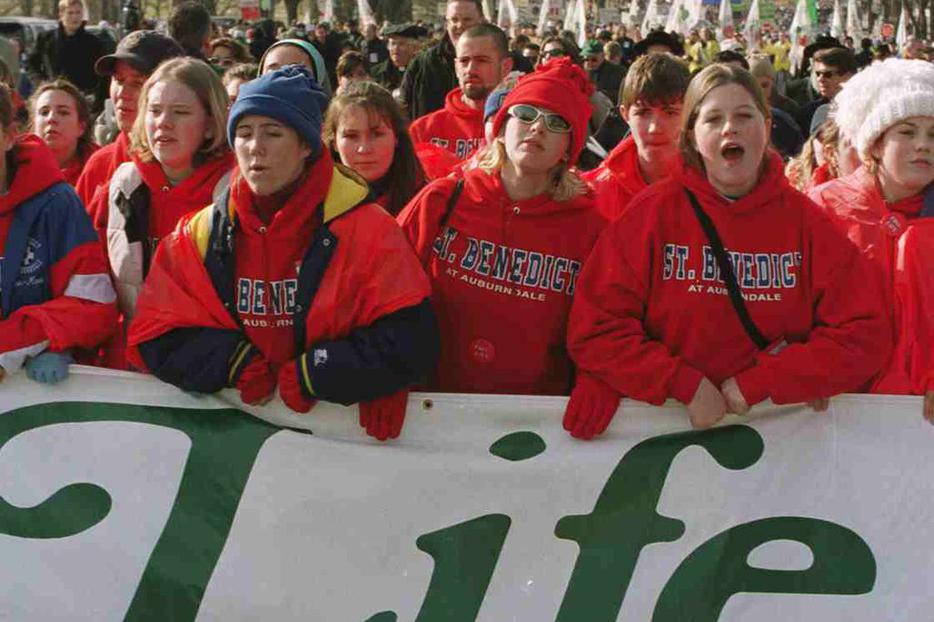 Catholic students at the 2001 March for Life.