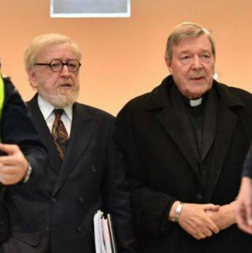 Screenshot of Cardinal George Pell with his barrister Robert Richter QC