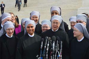 Little Sisters of the Poor outside the Supreme Court in March 2016, for the Zubik v. Burwell case. 