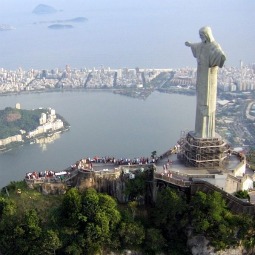 Christ the Redeemer statue overlooks Rio de Janeiro, Brazil.