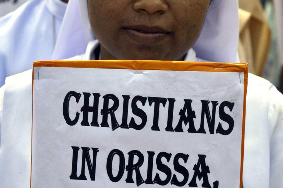 Nun rallies in support of Orissa's Christians.